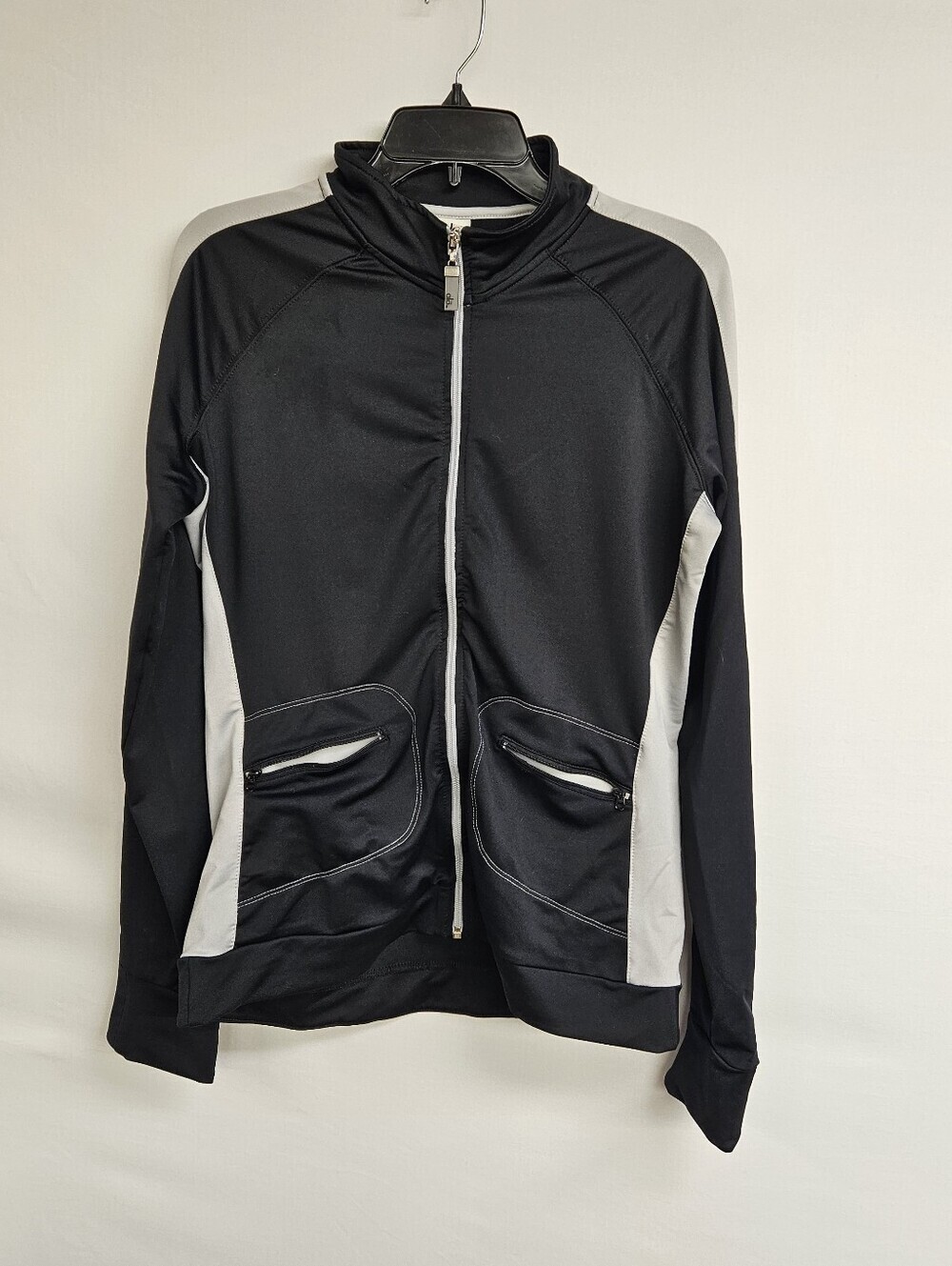 Alo Women's Full Zip Black Mid-Length Basic Jacket Long Sleeve with Logo